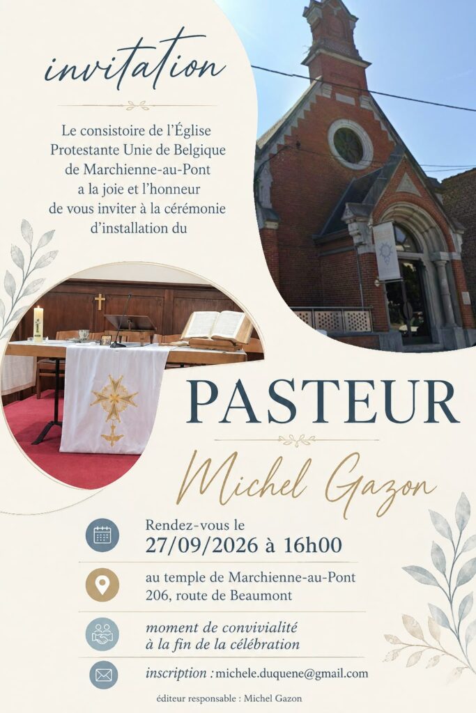 Invitation : Installation du Pasteur 27/9